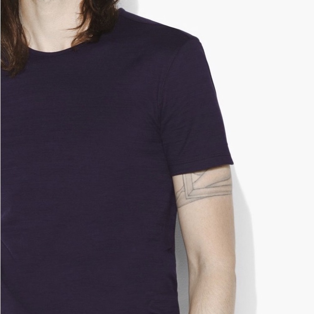 JOHN VARVATOS STRIATED CREWNECK SLIM FIT T-SHIRT K1762S3-AZJ3 PURPLE PLUM S - Picture 4 of 13